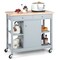 Gymax Kitchen Island Utility Cart Rolling Storage Trolley w/ Open Shelves and 2 Drawers